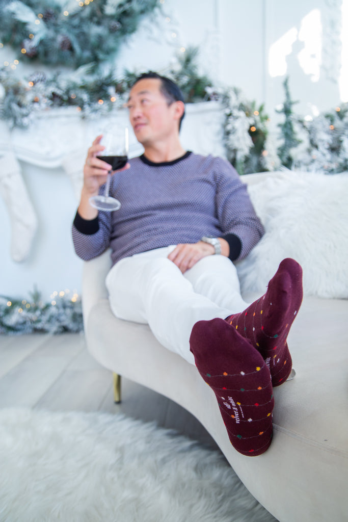 Christmas Lights, mens socks, dress socks, gifts, happy, wine, santa, best gift, husband